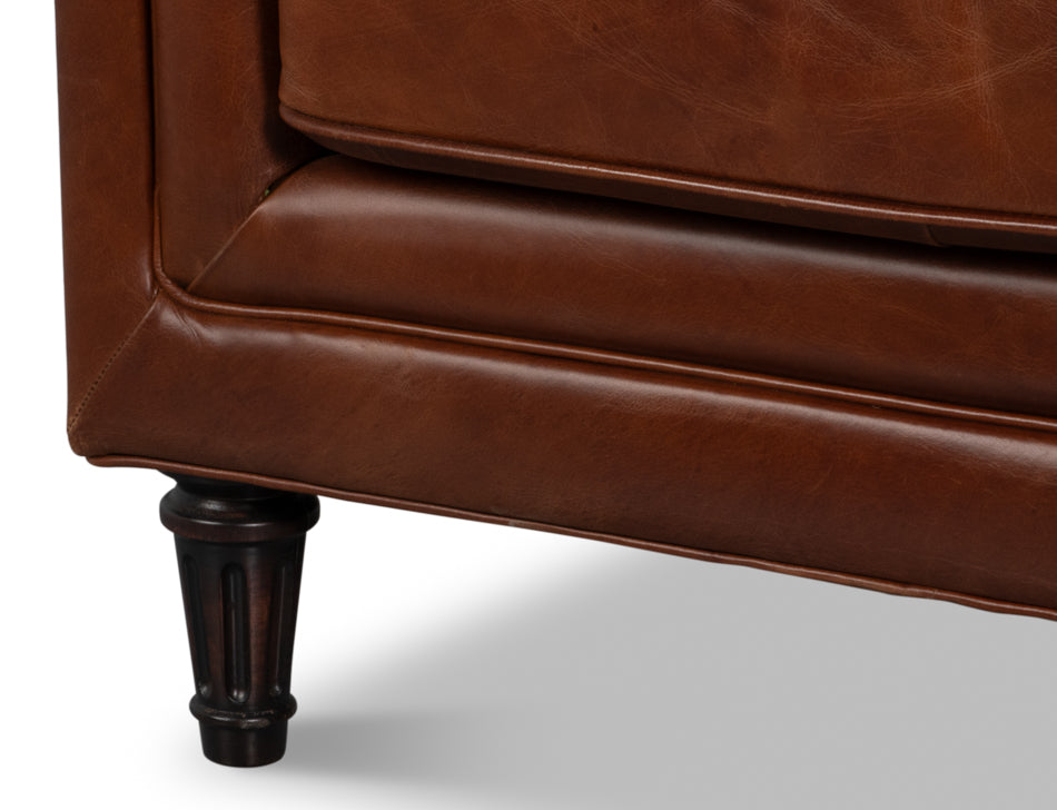 Leather Sofa, Newark Brown by Sarreid Ltd - view 9