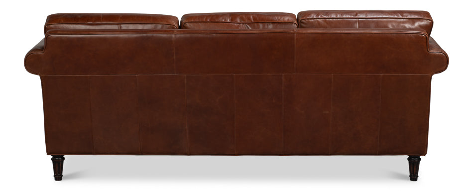 Leather Sofa, Newark Brown by Sarreid Ltd - view 4