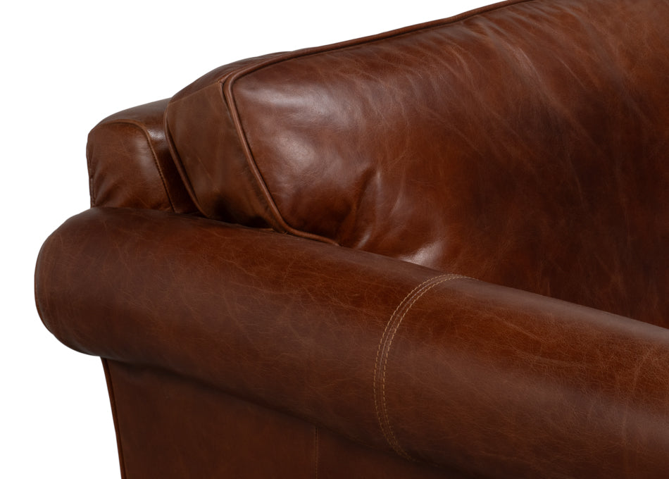 Leather Sofa, Newark Brown by Sarreid Ltd - view 5