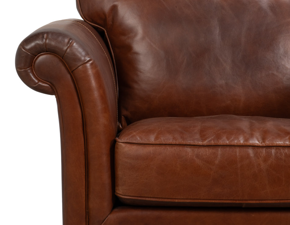 Leather Sofa, Newark Brown by Sarreid Ltd - view 6