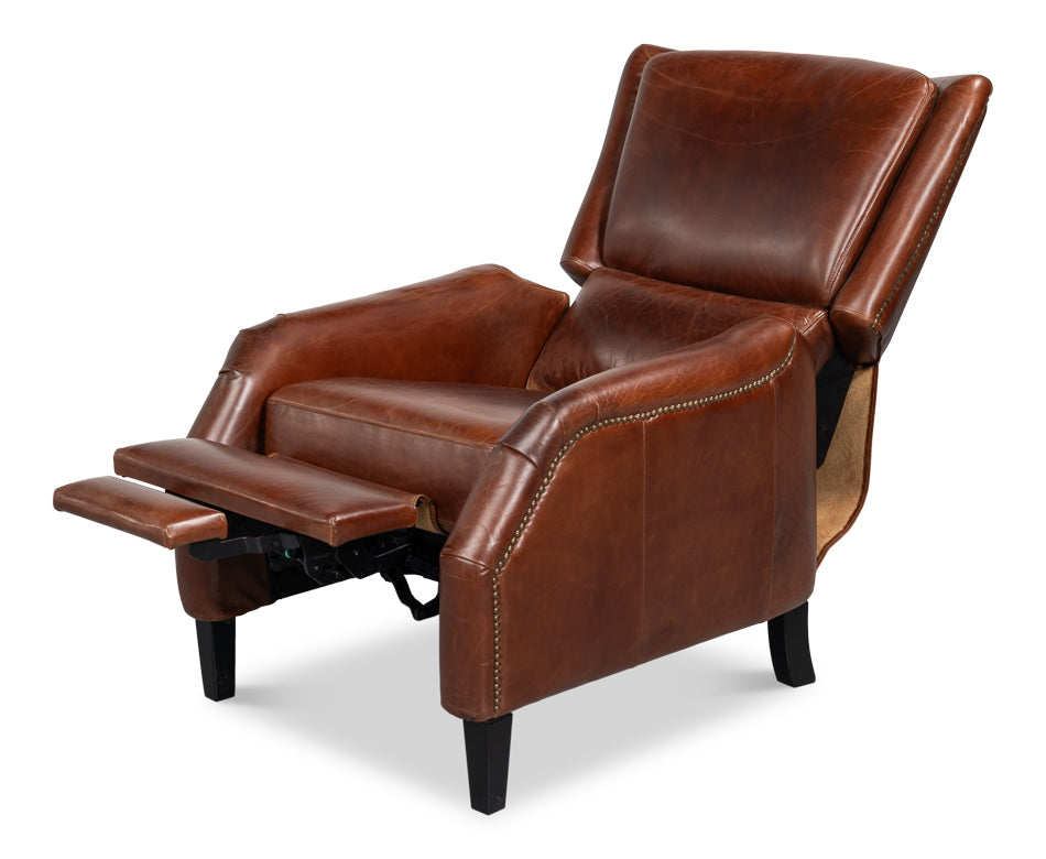 Ashford Leather Recliner by Sarreid Ltd - view 3