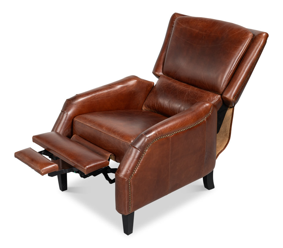 Ashford Leather Recliner by Sarreid Ltd - view 6