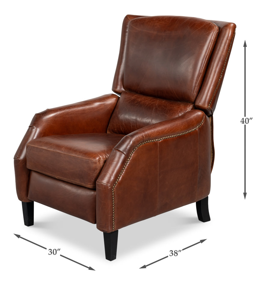 Ashford Leather Recliner by Sarreid Ltd - view 7