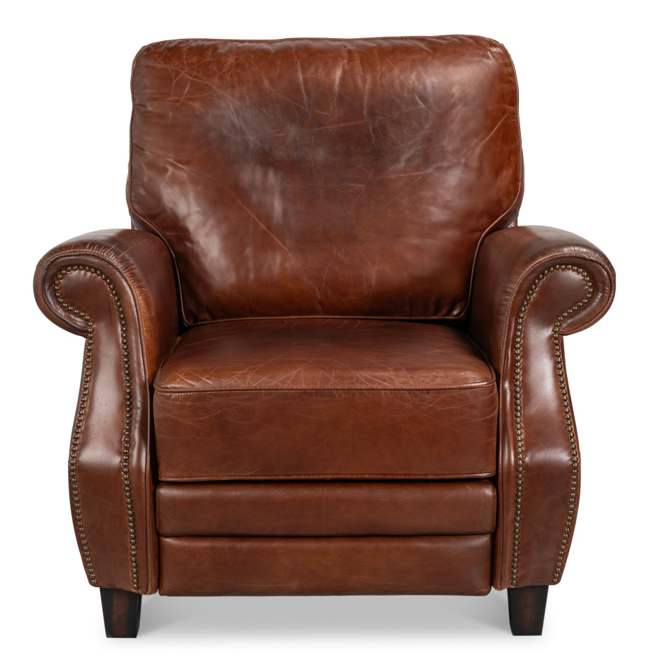 Roosevelt Leather Recliner by Sarreid Ltd - view 2