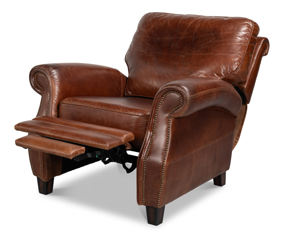 Roosevelt Leather Recliner by Sarreid Ltd - view 3