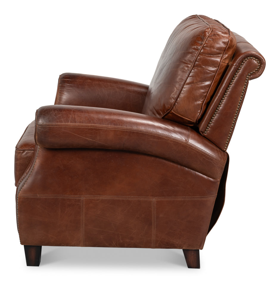 Roosevelt Leather Recliner by Sarreid Ltd - view 4