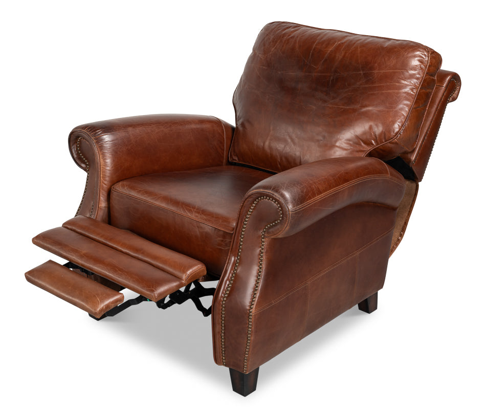 Roosevelt Leather Recliner by Sarreid Ltd - view 6
