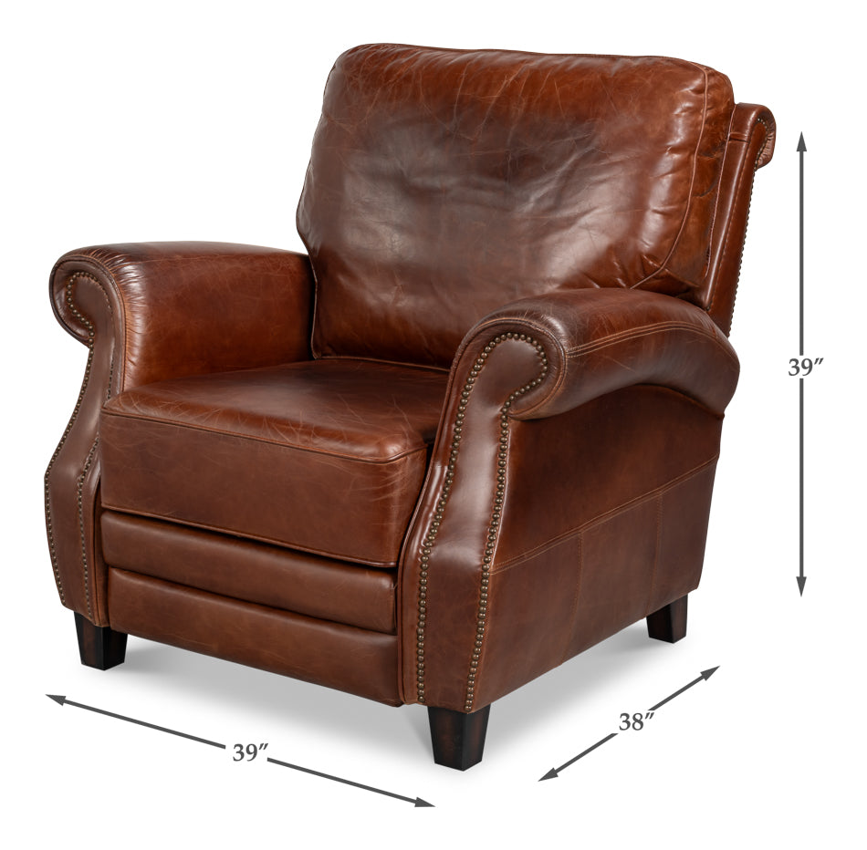 Roosevelt Leather Recliner by Sarreid Ltd - view 7