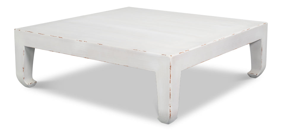 Classic Chinese Cocktail Table, White by Sarreid Ltd - view 3