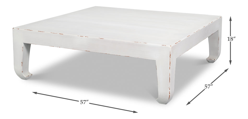 Classic Chinese Cocktail Table, White by Sarreid Ltd - view 7
