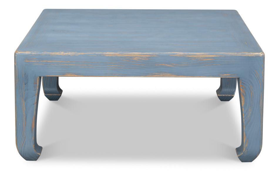 Classic Chinese Cocktail Table, Blue by Sarreid Ltd - view 2