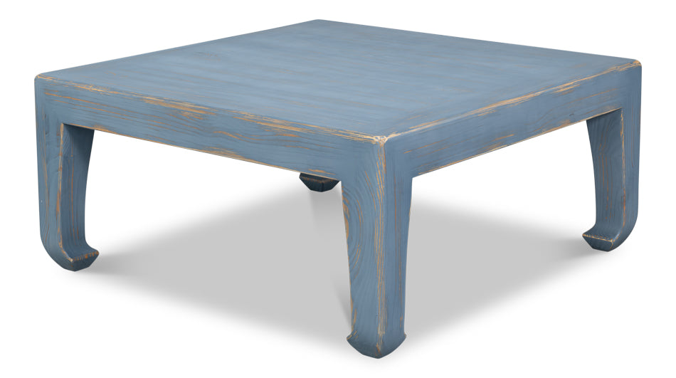 Classic Chinese Cocktail Table, Blue by Sarreid Ltd - view 3