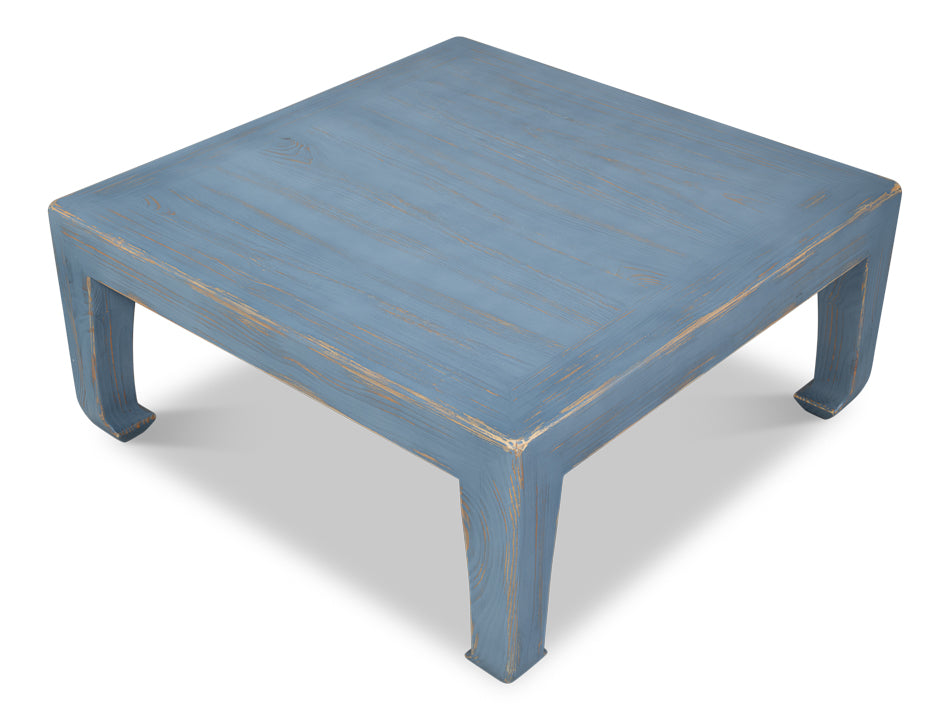 Classic Chinese Cocktail Table, Blue by Sarreid Ltd - view 4
