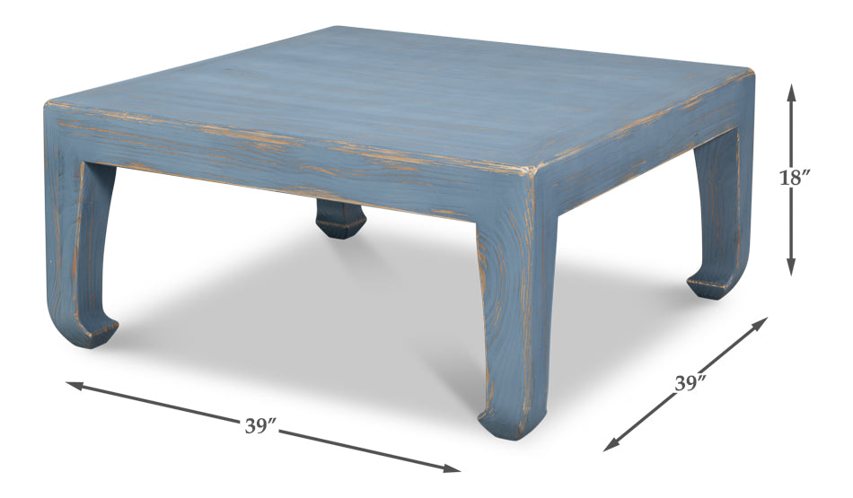 Classic Chinese Cocktail Table, Blue by Sarreid Ltd - view 7