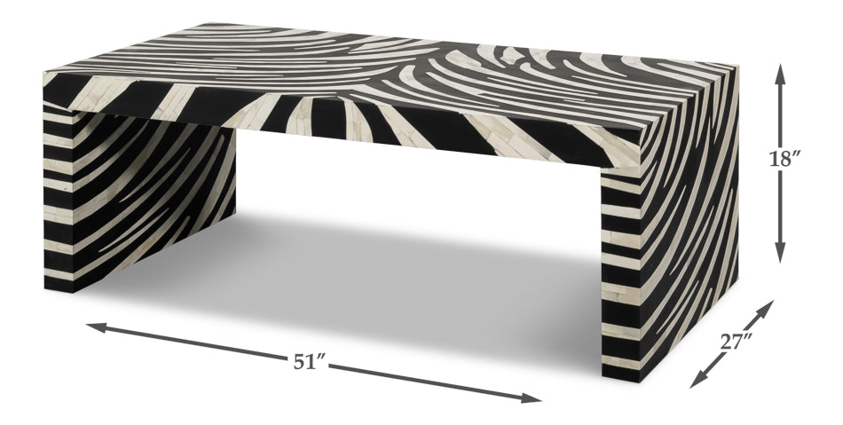 Meridian Bone Inlay Cocktail Table by Sarreid Ltd - view 7