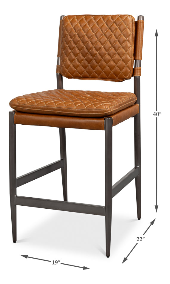 Harley Counter Stool, Quilted by Sarreid Ltd - view 4