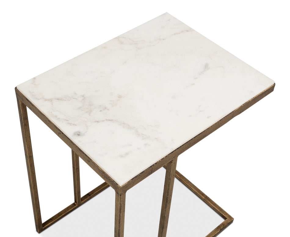 Patsy Side Table - White Marble by Sarreid Ltd - view 3