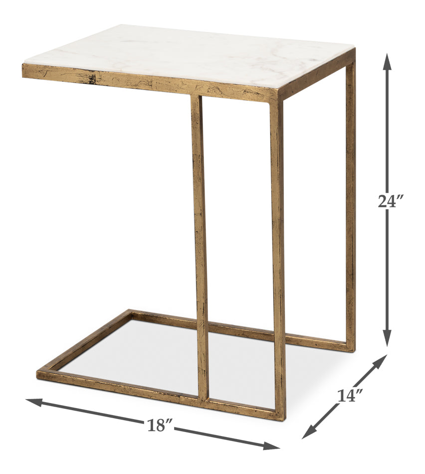 Patsy Side Table - White Marble by Sarreid Ltd - view 5