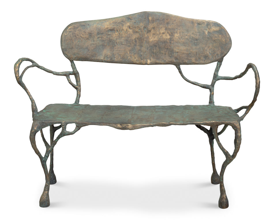 Verdigris Metal Bench by Sarreid Ltd - view 2