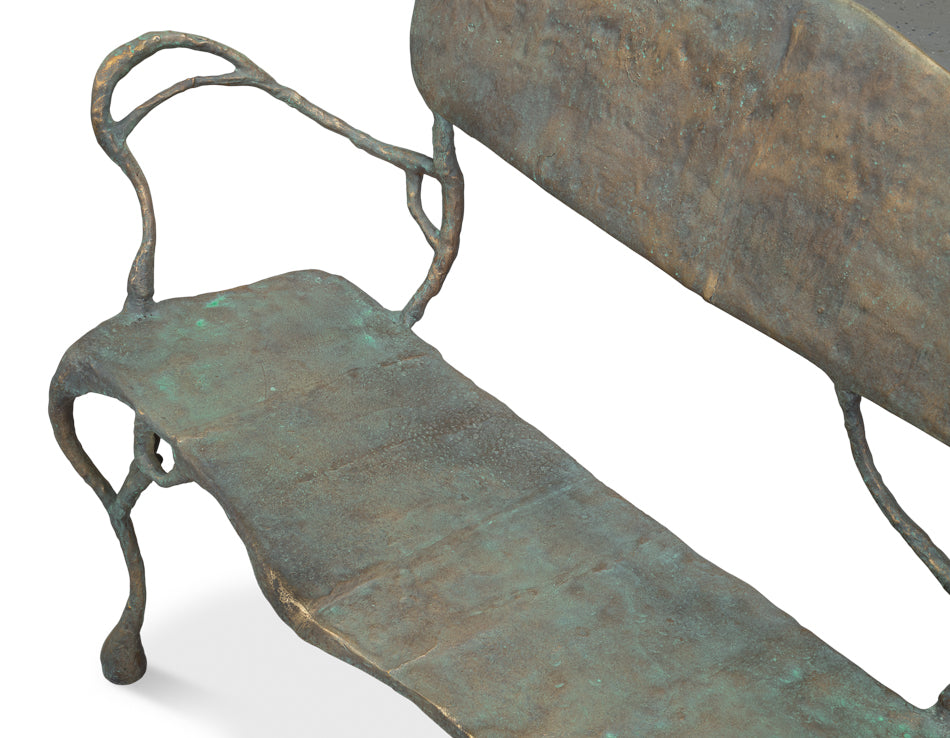 Verdigris Metal Bench by Sarreid Ltd - view 4