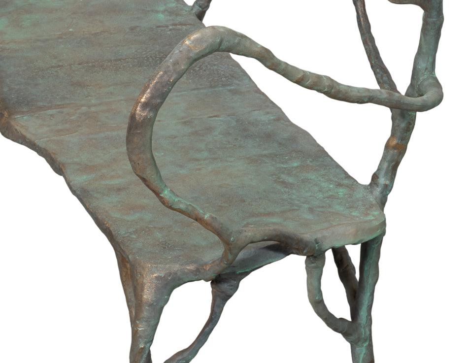 Verdigris Metal Bench by Sarreid Ltd - view 6