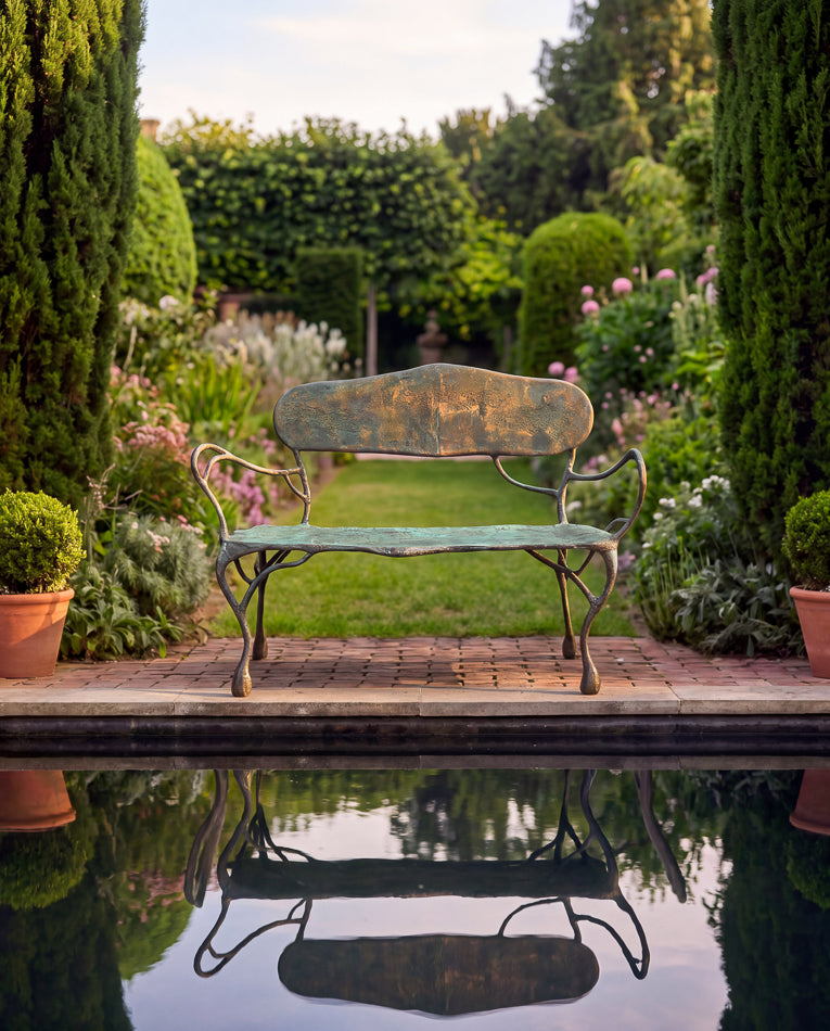 Verdigris Metal Bench by Sarreid Ltd - view 12