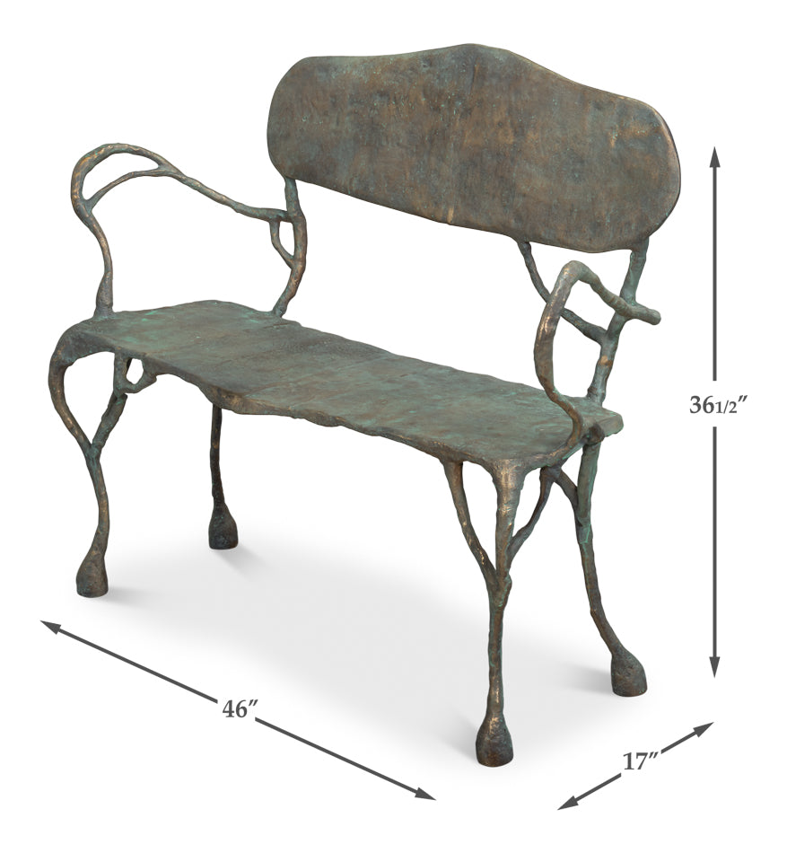 Verdigris Metal Bench by Sarreid Ltd - view 7