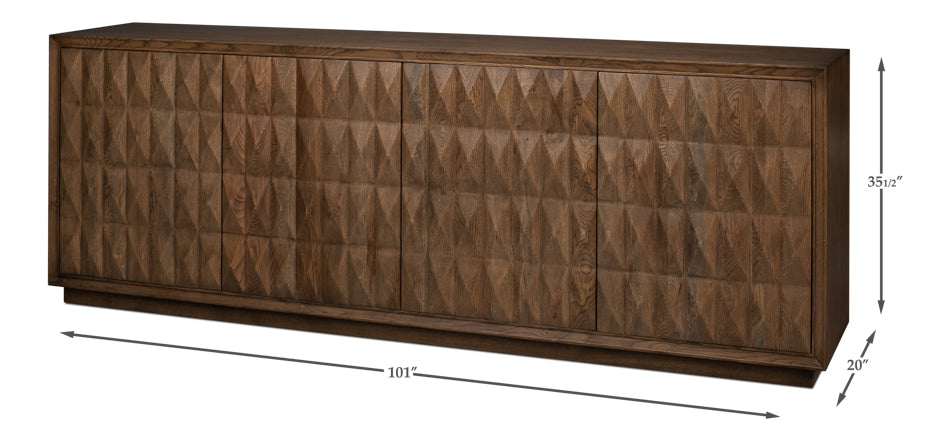 Prism 4 Door Credenza by Sarreid Ltd - view 6