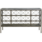 Sojourn French Industrial Bluestone Top Metal Console Table
