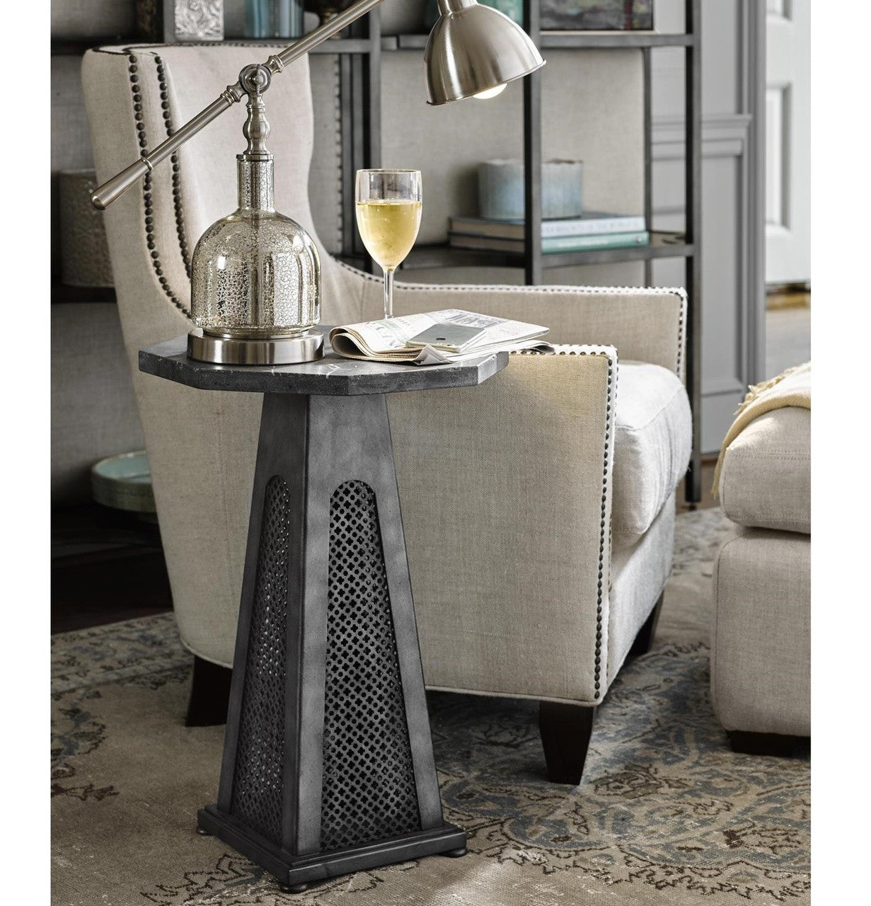 Sojourn French Industrial Bluestone Top Side Table