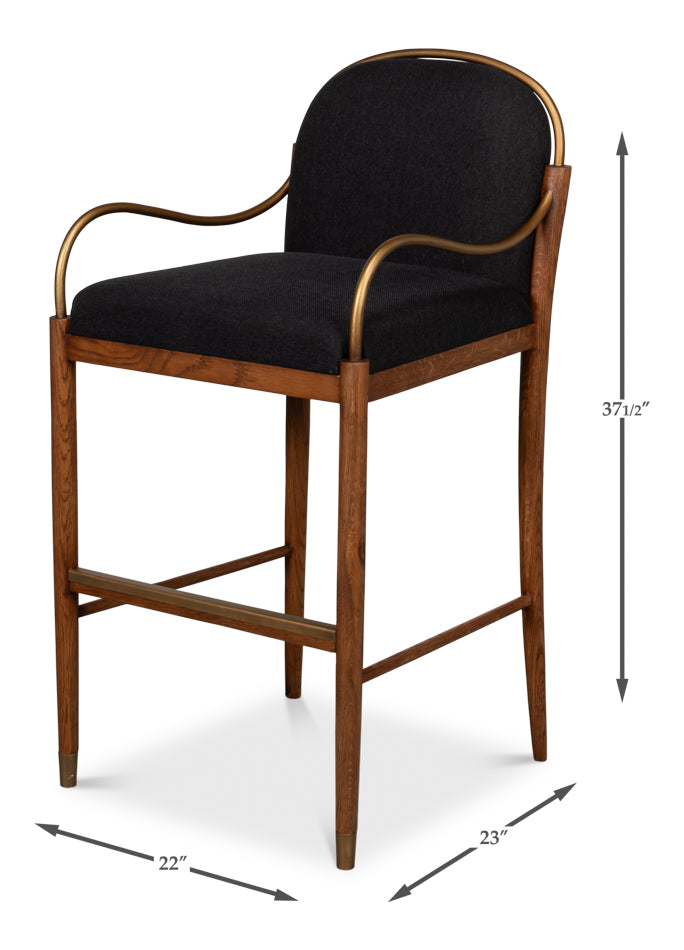 Auden Bar Stool, Black by Sarreid Ltd - view 7