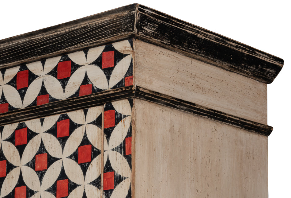 Marrakesh Red Painted Cabinet by Sarreid Ltd - view 5