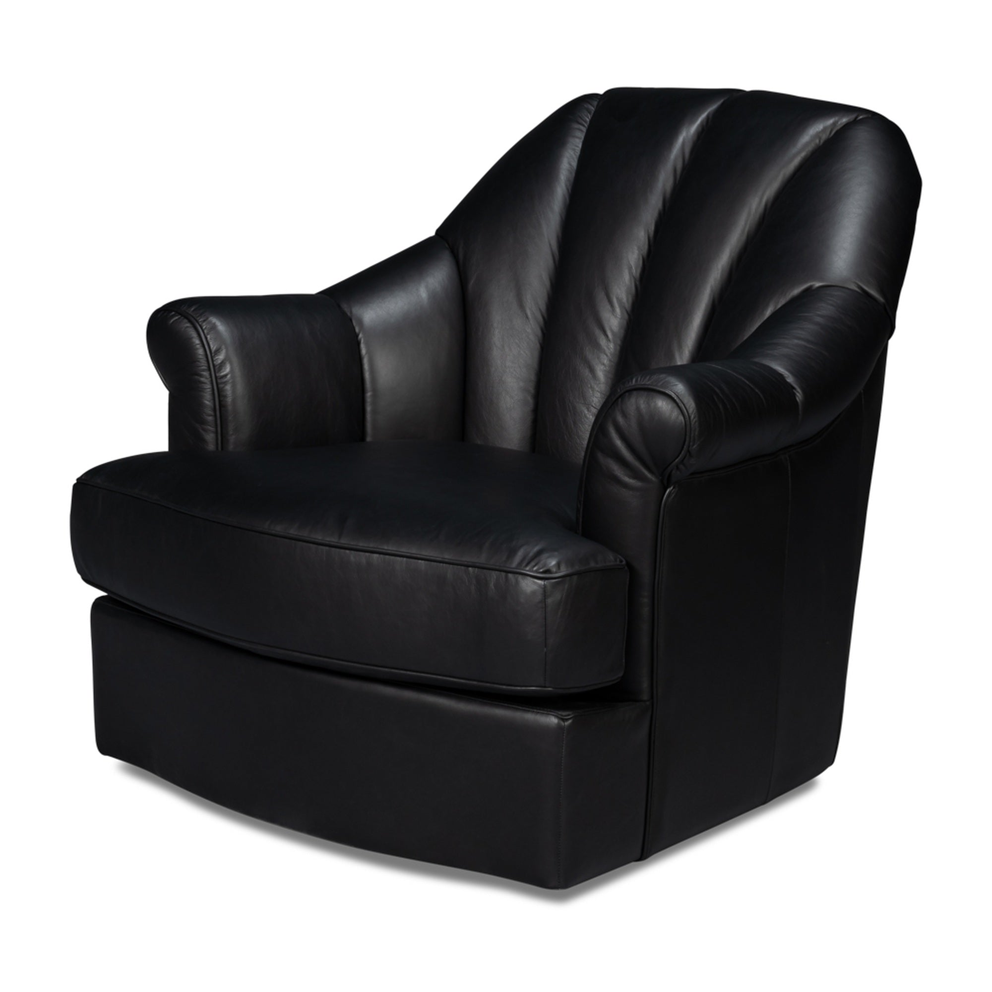 Scoth Swivel Chair In Distilled Lthr,Blk by Sarreid Ltd
