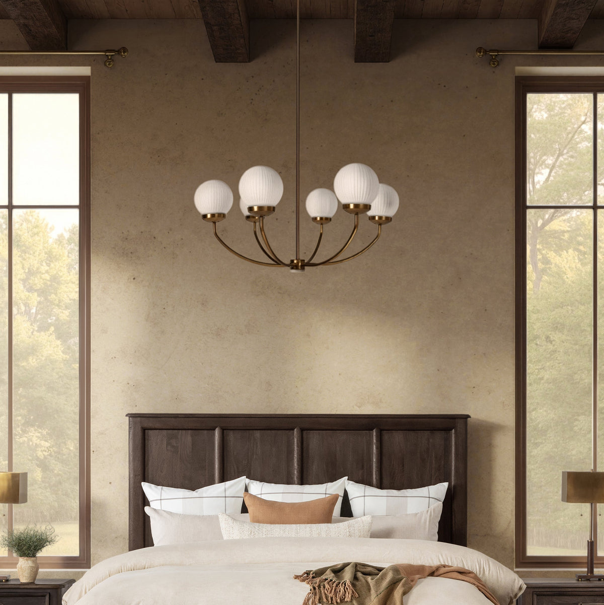 Meridian Chandelier - Milk Glass / 34" by Classic Home - view 6
