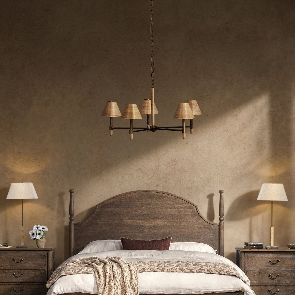 Amara Chandelier - Natural Rattan / 33" by Classic Home - view 6