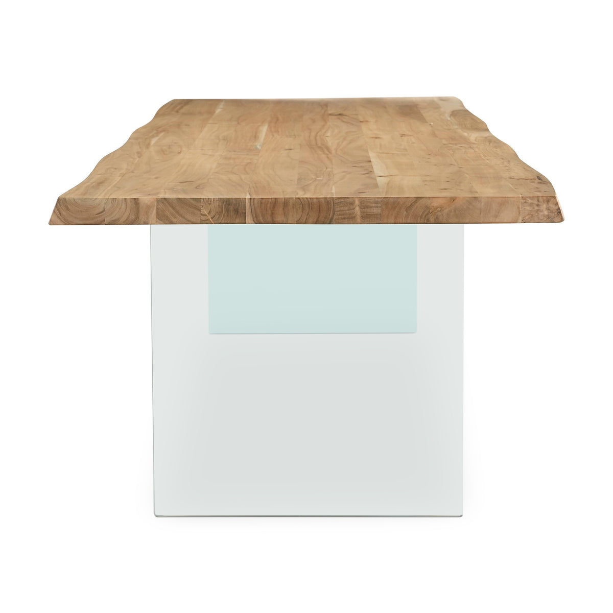 Brooks Dining Table Glass Base 40" x 116" Teak Top - Clear Glass Base by Urbia - detail 3