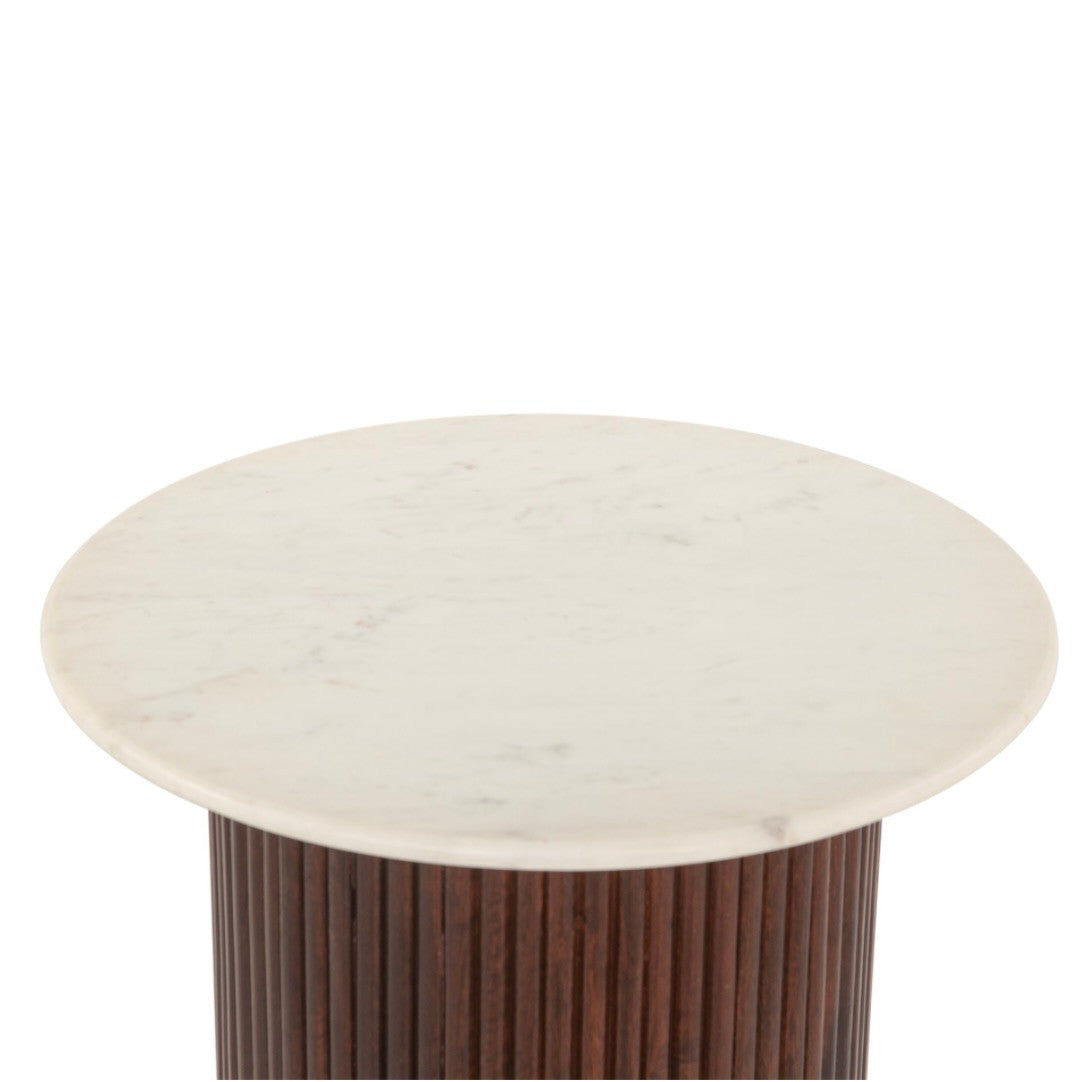 Iris Mango Wood and White Marble Side Table