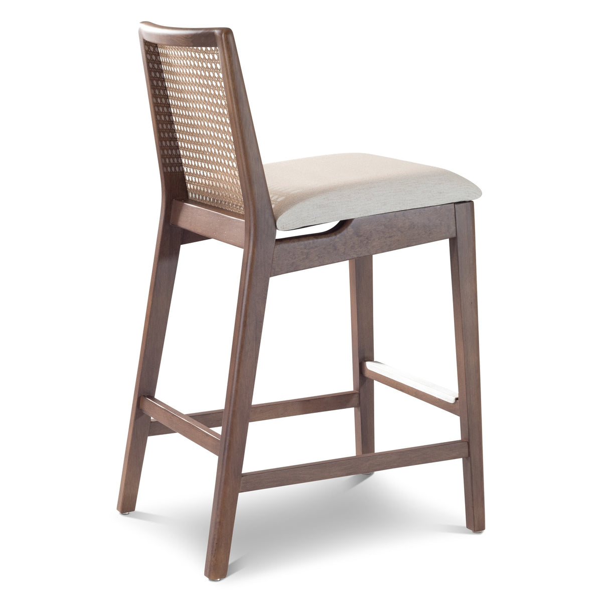 Modern Brazilian Nardia Cane Counter Stool Medley Ivory Seat Nogal Frame - Nogal Cane Webbing by Urbia - detail 5
