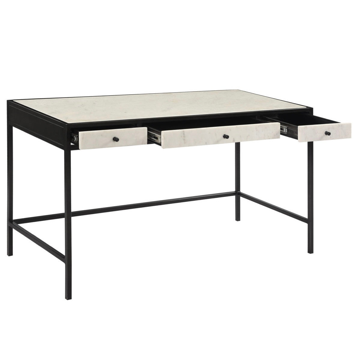 Tisbury Iron and White Marble Writing Desk 51"