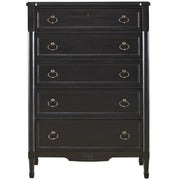 French Louis XVI Black 5 Drawers Narrow Dresser
