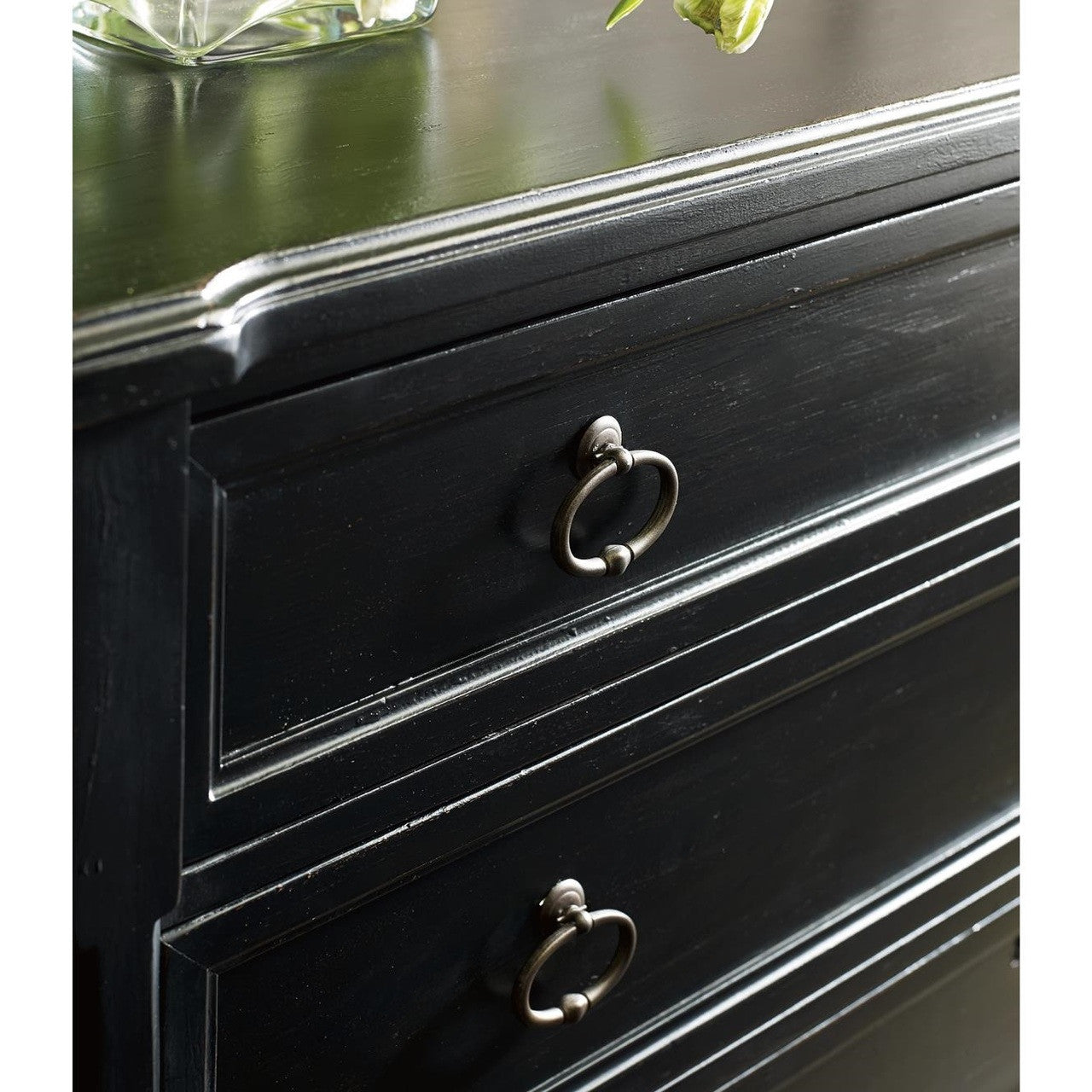 French Louis XVI Black 5 Drawers Narrow Dressers