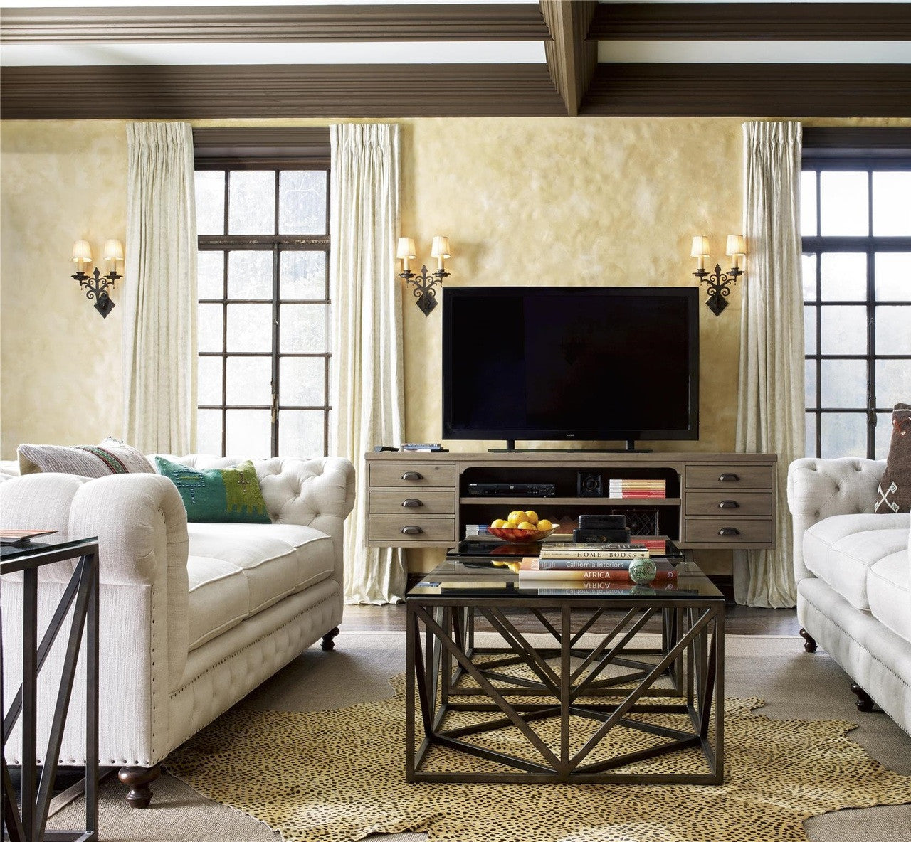 French Industrial Bronze Metal & Glass Square End Tables