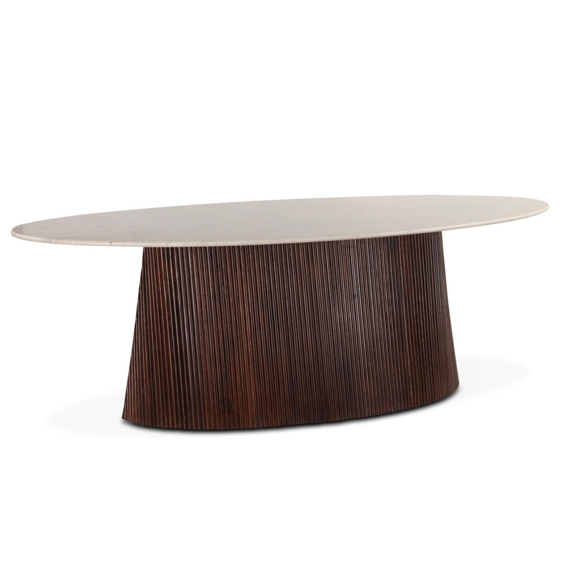 Iris Mango Wood and White Marble Oval Dining Table 90"