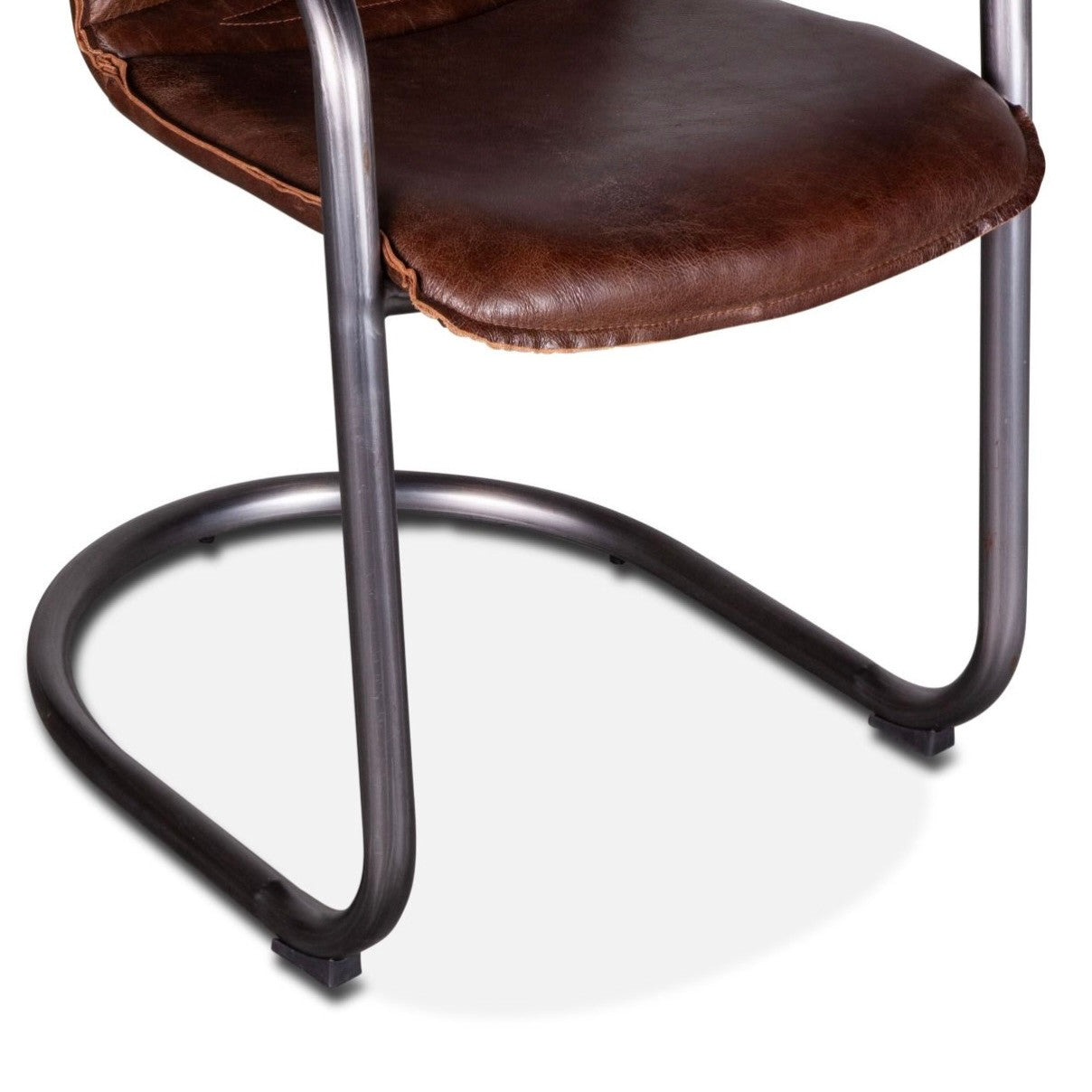 Industrial Loft Metal and Leather Dining Chair in Geisha Brown