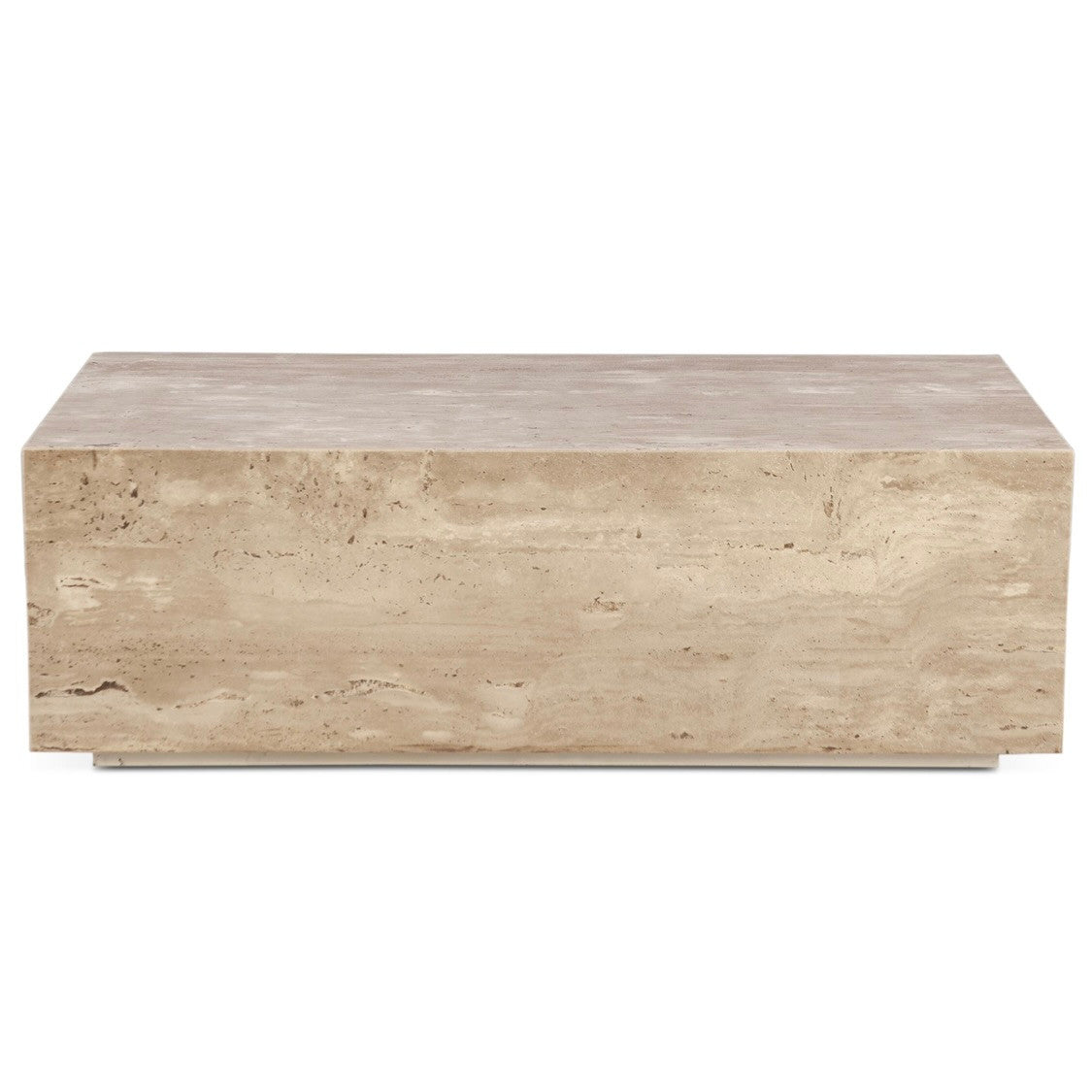 Nile 50" Drum Coffee Table in Travertine Stone
