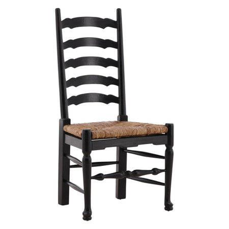 English Country Ladderback Black Side Chair