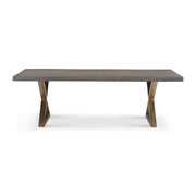 Brooks Dining Table X Base 40" x 92" Sandblasted Grey Top - Brass Base by Urbia - product view