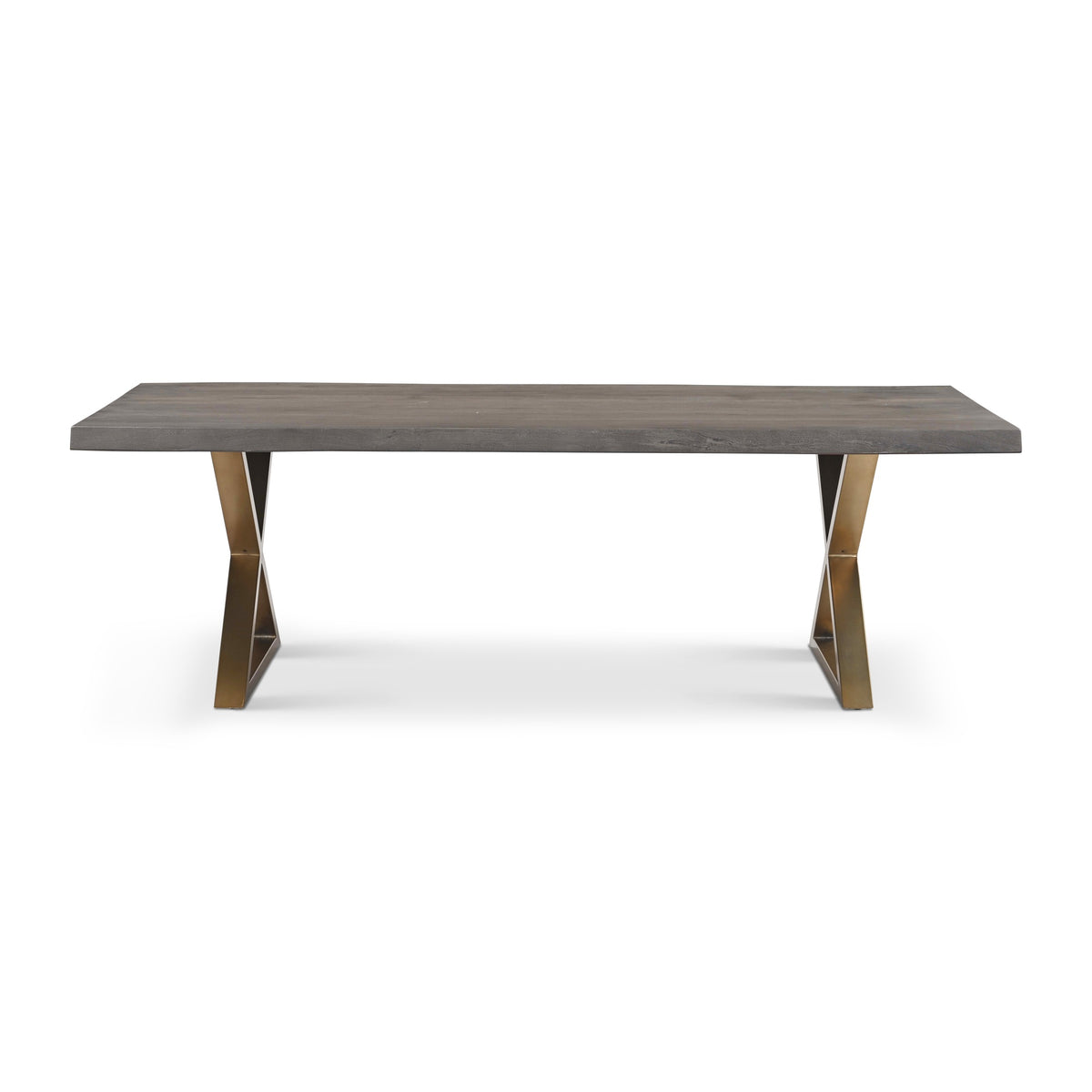 Brooks Dining Table X Base 40" x 92" Sandblasted Grey Top - Brass Base by Urbia - product view