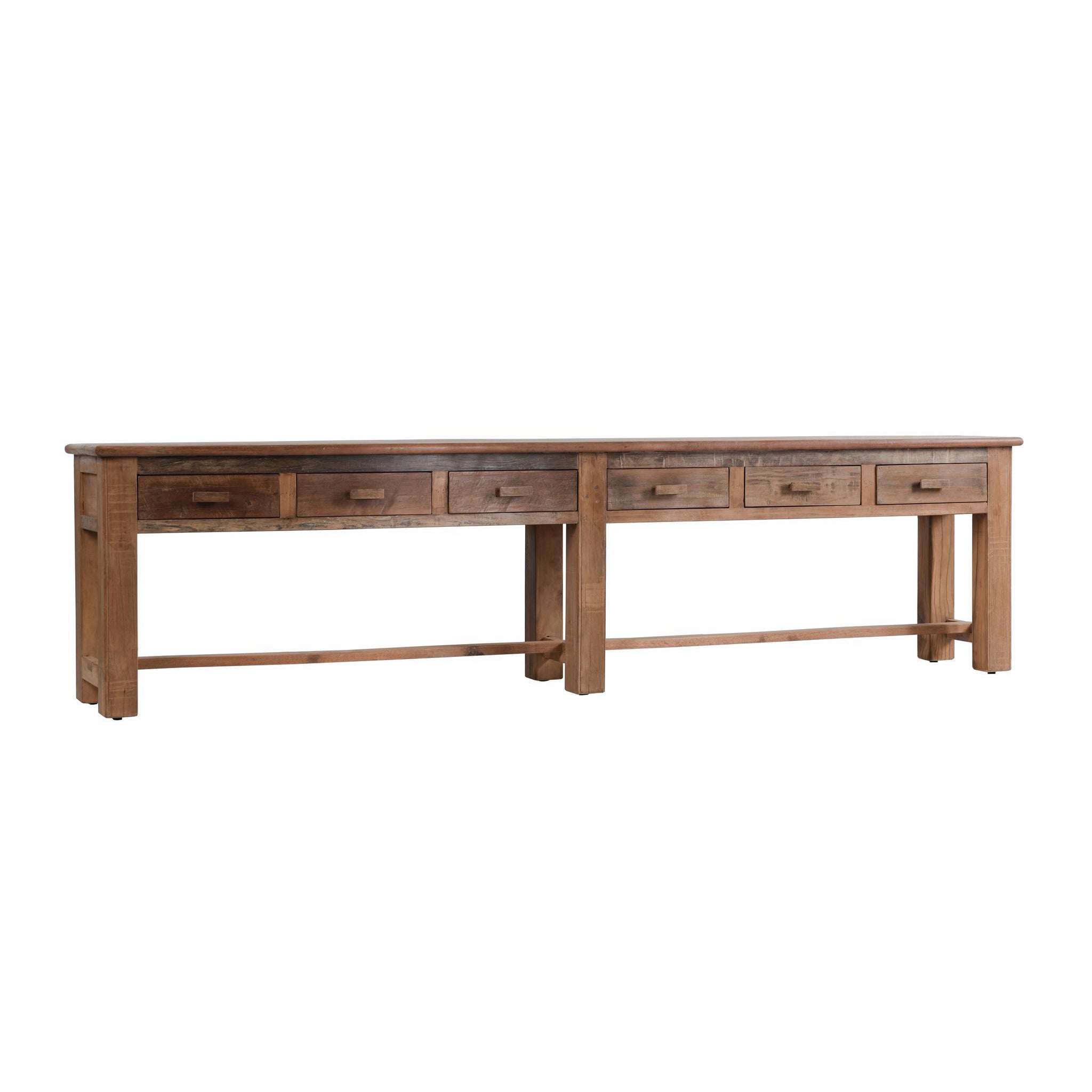 Ezra 6 Drawer Console Table - Natural