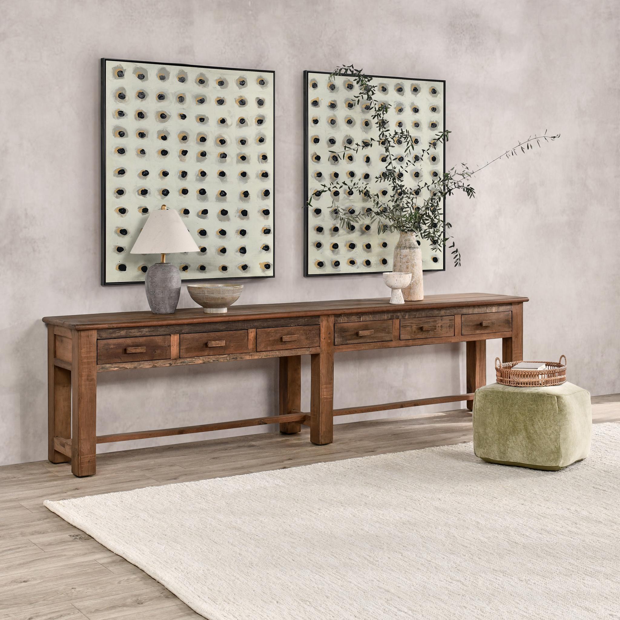Ezra 6 Drawer Console Table - Natural